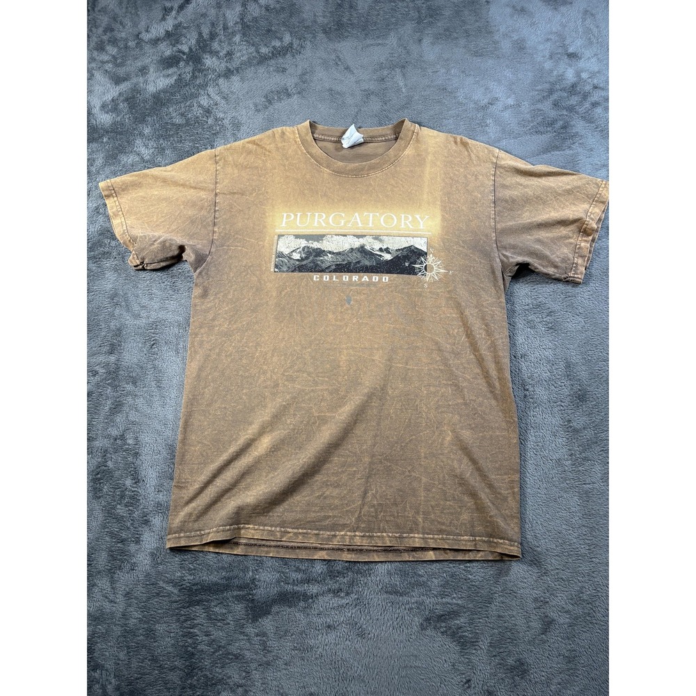 Vintage Purgatory Colorado Shirt Mens Medium Brown Graphic E.M.I. Sportswear